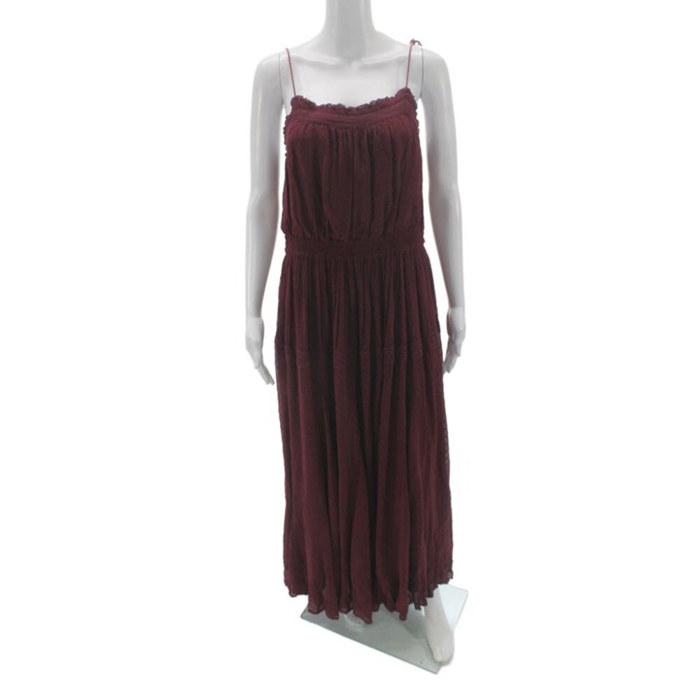 Misa Womens Maxi Dress Sleeveless Square Neck Red Viscose Size M